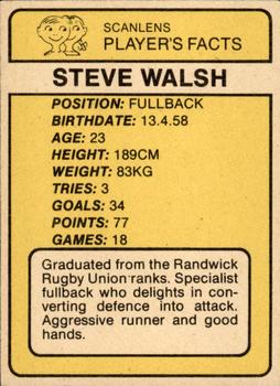 1981 Scanlens #44 Steve Walsh Back
